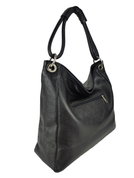 geräumige Schultertasche echt Leder schwarz