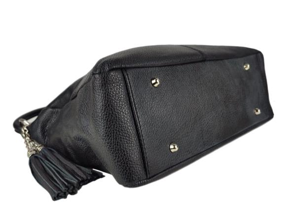 geräumige Schultertasche echt Leder schwarz