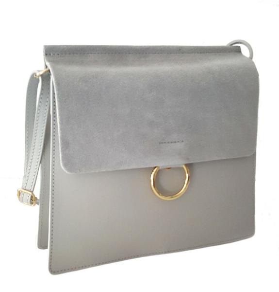 elegante Schultertasche Abendtasche aus Kalbsleder + Wildleder