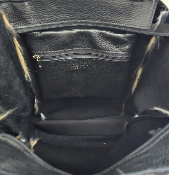 Damen Schultertasche Shopper mit Reißverschluss in Fell-Optik echt Leder