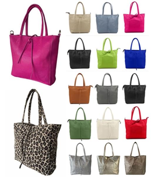 mittelgroße Schultertasche Shopper echt Leder mit Reißverschluss in vielen modischen Farben