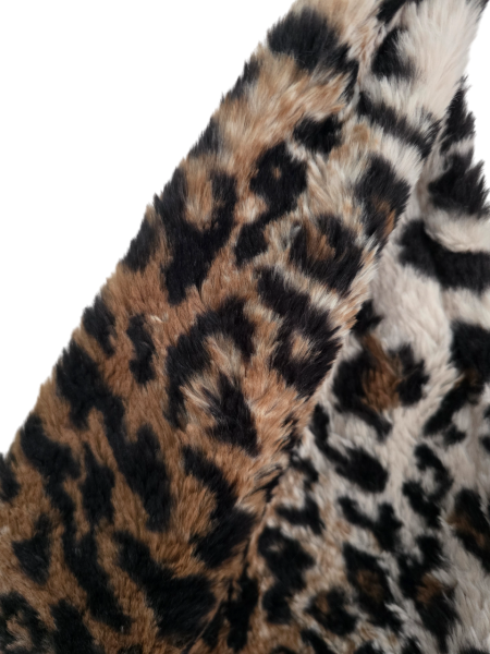 Damen Tasche Schultertasche Kunstfell Plüsch im Leoparden Look