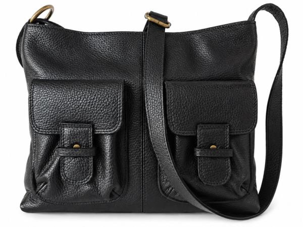 Leder Umhängetasche mit Vortaschen (30x25cm) | Crossbody Bag Damen