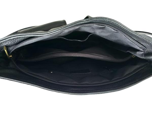 Leder Umhängetasche mit Vortaschen (30x25cm) | Crossbody Bag Damen