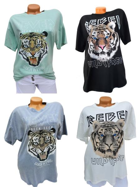 Damen T Shirt "REBEL" Oversize Gr 38 - 42 weiß
