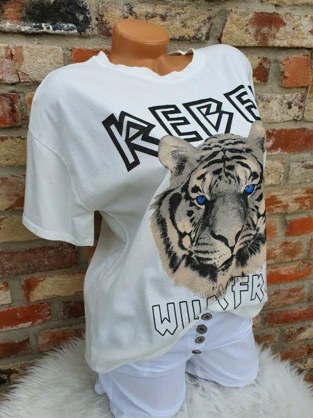 Damen T Shirt "REBEL" Oversize Gr 38 - 42 in verschiedenen Farben